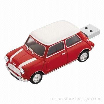 Car-shaped USB Flash Drive with 512MB to 32GB Capacity, Fashionable Design and Logo Service